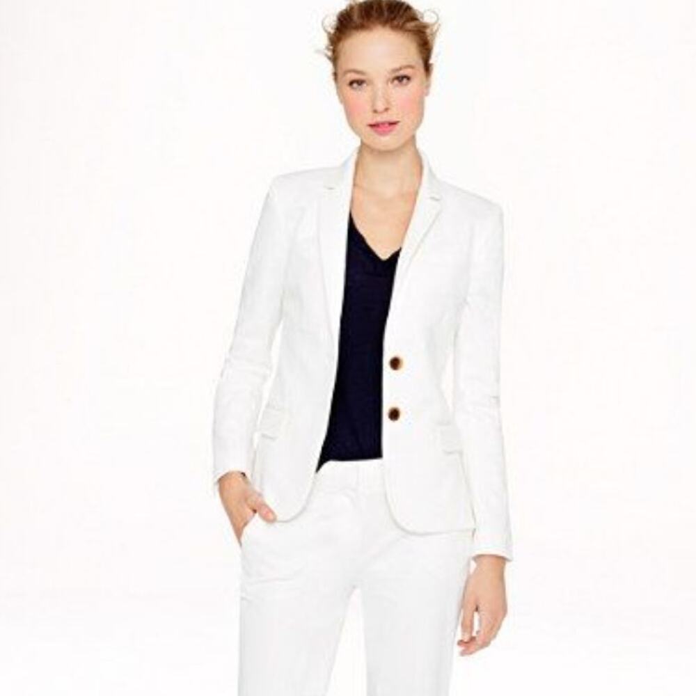 J.Crew Thompson Blazer in Bi Stretch Cotton in White